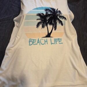 Unbranded Beach Life Graphic Tank Top Womens XXL White Excellent